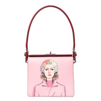 PRADA Saffiano Print Shoulder Bag Alabastro Fuchsia